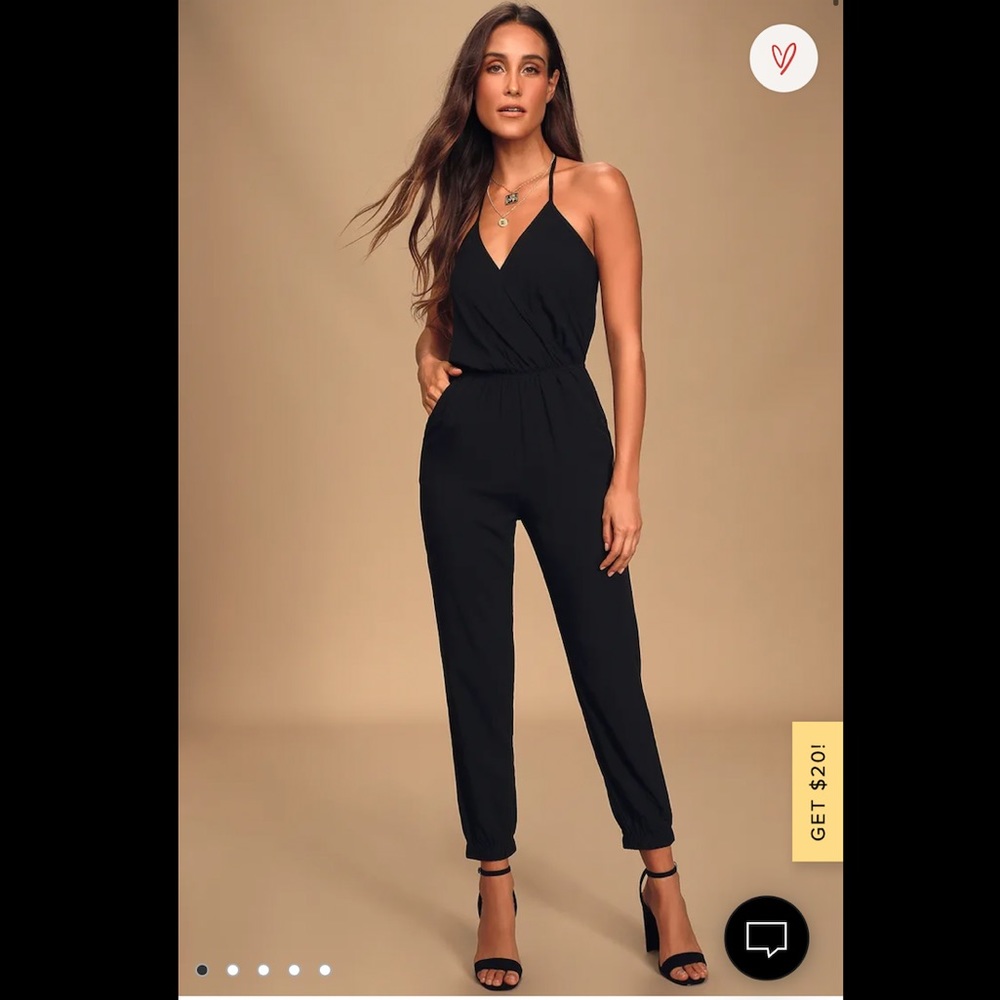 EUC Lulu’s Learning to Fly Black Halter Jumpsuit - Medium
